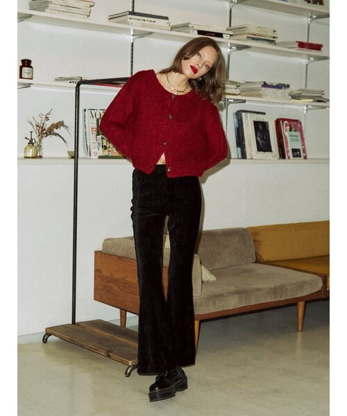 jouetie（ジュエティ）の「フィットフレアベロアパンツ（その他パンツ・レディース・ブラック/ピンク/グリーン/アイボリー・MEDIUM）」の5枚目の写真