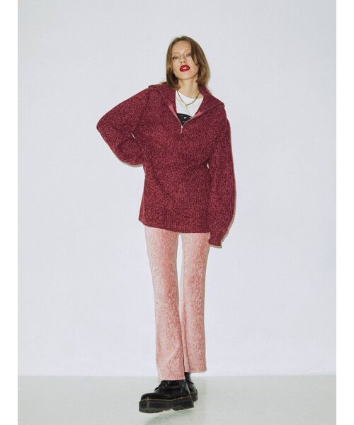 jouetie（ジュエティ）の「フィットフレアベロアパンツ（その他パンツ・レディース・ブラック/ピンク/グリーン/アイボリー・MEDIUM）」の6枚目の写真