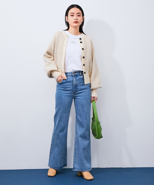 ADAM ET ROPE'(アダムエロペ)の「【アウトレット店舗・WEB限定】2WAYダイヤジャカードカーディガン(カーディガン/ボレロ・レディース・ブルー/ブラック系その他/ベージュ系その他・FREE)」の6枚目の写真