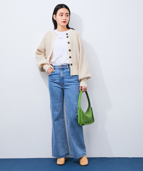 ADAM ET ROPE'(アダムエロペ)の「【アウトレット店舗・WEB限定】2WAYダイヤジャカードカーディガン(カーディガン/ボレロ・レディース・ブルー/ブラック系その他/ベージュ系その他・FREE)」の12枚目の写真