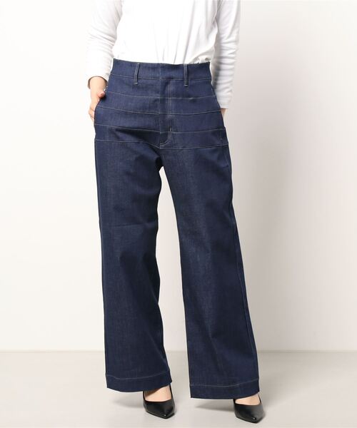 Q（キュー）の「ボーダーラインデニムパンツ（デニムパンツ・レディース・ネイビー・SMALL/MEDIUM/X-SMALL）」の4枚目の写真