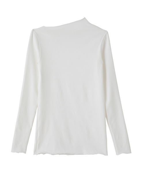 美品　ホワイト デザインアシンメトリーカットソー 　長袖 アシンメトリートップス アシンメトリー アシメ デザイン