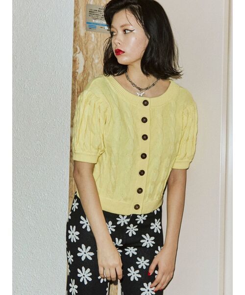 jouetie（ジュエティ）の「2WAYサマーケーブルニット（ニット/セーター・レディース・アイボリー/ブラック/ピンク/イエロー/グリーン/ブルー・MEDIUM）」の20枚目の写真