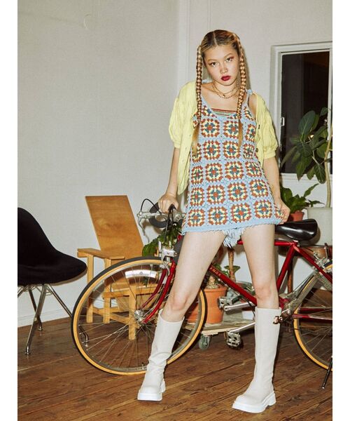 jouetie（ジュエティ）の「2WAYサマーケーブルニット（ニット/セーター・レディース・アイボリー/ブラック/ピンク/イエロー/グリーン/ブルー・MEDIUM）」の9枚目の写真