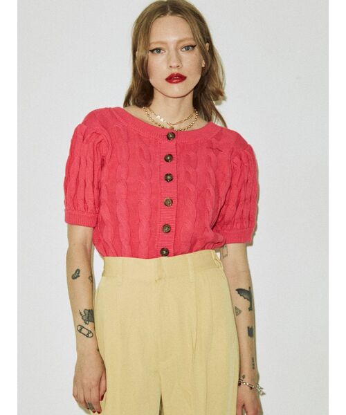 jouetie（ジュエティ）の「2WAYサマーケーブルニット（ニット/セーター・レディース・アイボリー/ブラック/ピンク/イエロー/グリーン/ブルー・MEDIUM）」の16枚目の写真