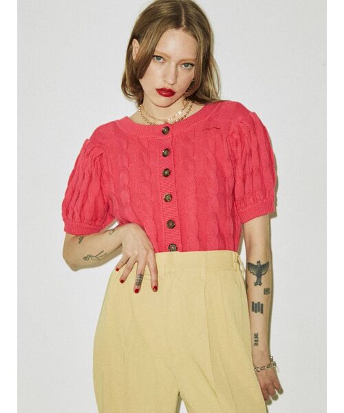 jouetie（ジュエティ）の「2WAYサマーケーブルニット（ニット/セーター・レディース・アイボリー/ブラック/ピンク/イエロー/グリーン/ブルー・MEDIUM）」の10枚目の写真