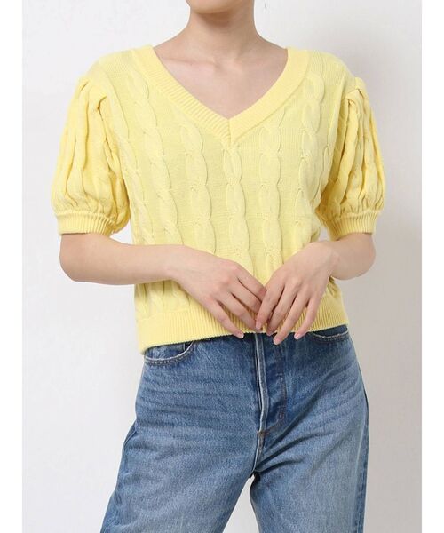 jouetie（ジュエティ）の「2WAYサマーケーブルニット（ニット/セーター・レディース・アイボリー/ブラック/ピンク/イエロー/グリーン/ブルー・MEDIUM）」の18枚目の写真
