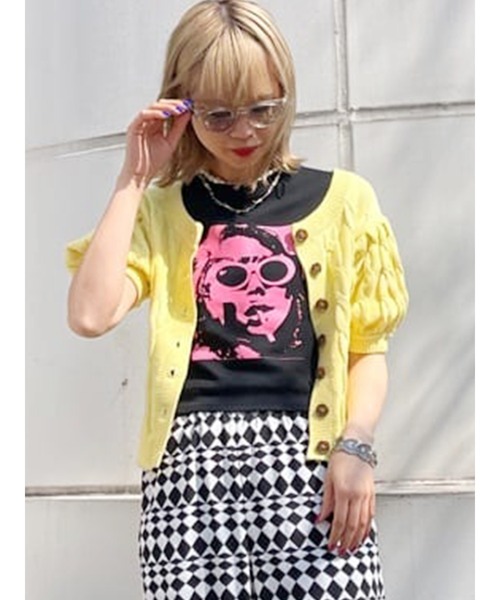 jouetie（ジュエティ）の「2WAYサマーケーブルニット（ニット/セーター・レディース・アイボリー/ブラック/ピンク/イエロー/グリーン/ブルー・MEDIUM）」の5枚目の写真