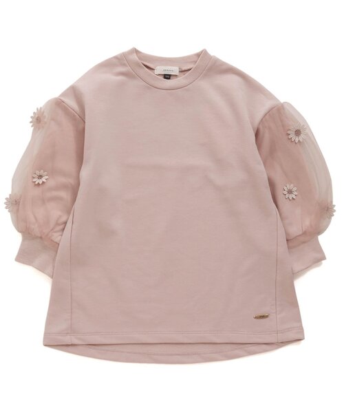 Seraph（セラフ）の「チュールフラワーチュニック（チュニック・キッズ・グリーン/アイボリー/ピンク・90/100/110/120/80/130/95/140）」の3枚目の写真