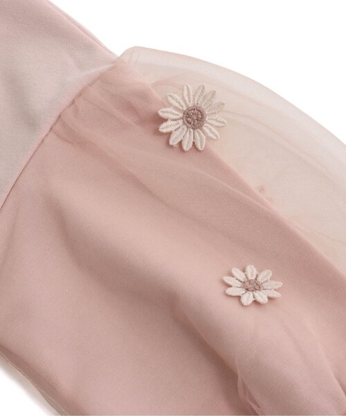 Seraph（セラフ）の「チュールフラワーチュニック（チュニック・キッズ・グリーン/アイボリー/ピンク・90/100/110/120/80/130/95/140）」の4枚目の写真