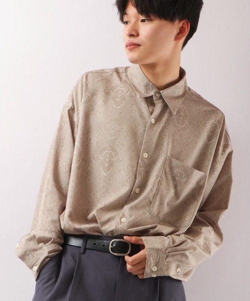 SUGGESTION（サジェッション）の「SUGGESTION 古着風ヴィンテージ 総柄 とろみ ビッグシャツ（シャツ/ブラウス・メンズ・ブラック/ベージュ/ネイビー/ブラウン/ブルー/ベージュ系その他・M/L）」の4枚目の写真