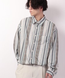 SUGGESTION | SUGGESTION 古着風ヴィンテージ 総柄 とろみ ビッグシャツ(シャツ/ブラウス)