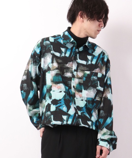 SUGGESTION（サジェッション）の「SUGGESTION 古着風ヴィンテージ 総柄 とろみ ビッグシャツ（シャツ/ブラウス・メンズ・ブラック/ベージュ/ネイビー/ブラウン/ブルー/ベージュ系その他・M/L）」の7枚目の写真