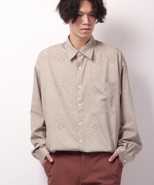 SUGGESTION（サジェッション）の「SUGGESTION 古着風ヴィンテージ 総柄 とろみ ビッグシャツ（シャツ/ブラウス・メンズ・ブラック/ベージュ/ネイビー/ブラウン/ブルー/ベージュ系その他・M/L）」の20枚目の写真