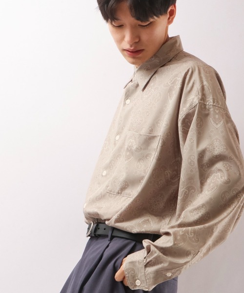 SUGGESTION（サジェッション）の「SUGGESTION 古着風ヴィンテージ 総柄 とろみ ビッグシャツ（シャツ/ブラウス・メンズ・ブラック/ベージュ/ネイビー/ブラウン/ブルー/ベージュ系その他・M/L）」の16枚目の写真