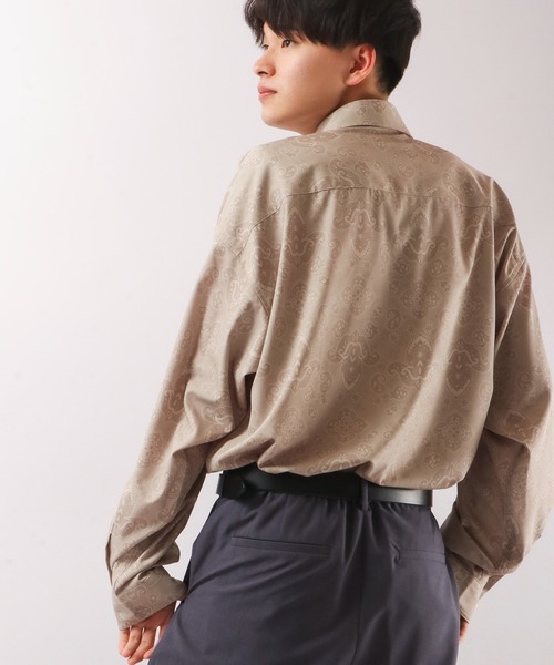 SUGGESTION（サジェッション）の「SUGGESTION 古着風ヴィンテージ 総柄 とろみ ビッグシャツ（シャツ/ブラウス・メンズ・ブラック/ベージュ/ネイビー/ブラウン/ブルー/ベージュ系その他・M/L）」の17枚目の写真