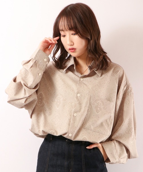 SUGGESTION（サジェッション）の「SUGGESTION 古着風ヴィンテージ 総柄 とろみ ビッグシャツ（シャツ/ブラウス・メンズ・ブラック/ベージュ/ネイビー/ブラウン/ブルー/ベージュ系その他・M/L）」の19枚目の写真