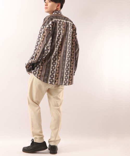 SUGGESTION（サジェッション）の「SUGGESTION 古着風ヴィンテージ 総柄 とろみ ビッグシャツ（シャツ/ブラウス・メンズ・ブラック/ベージュ/ネイビー/ブラウン/ブルー/ベージュ系その他・M/L）」の10枚目の写真