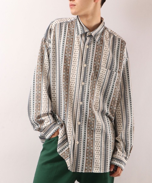 SUGGESTION（サジェッション）の「SUGGESTION 古着風ヴィンテージ 総柄 とろみ ビッグシャツ（シャツ/ブラウス・メンズ・ブラック/ベージュ/ネイビー/ブラウン/ブルー/ベージュ系その他・M/L）」の21枚目の写真