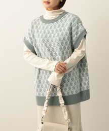 2WAY柄ニットベスト 261883