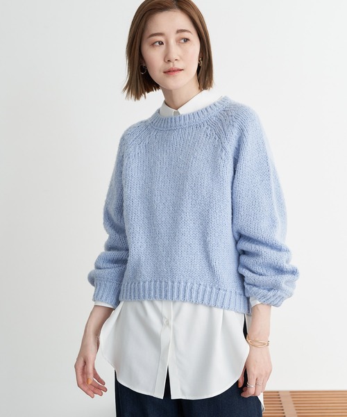 earth music&ecology（アースミュージックアンドエコロジー）の「ふわふわざっくりニットプルオーバー＊（ニット/セーター・レディース・アイボリー/ラベンダー/ライトグレー/サックスブルー・FREE）」の4枚目の写真