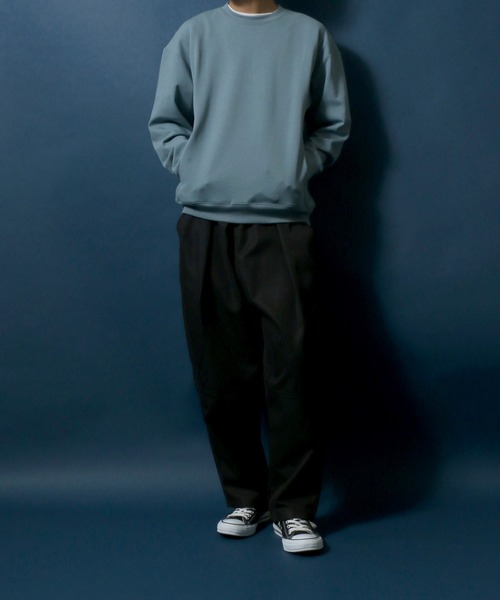 ANPAS(アンパス)の「Ponte Fabric Oversize Sweatshirt/ストレッチ ポンチ オーバーサイズ トレーナー(スウェット・メンズ・カーキ/サックスブルー/ライトグレー/ブラック・L/M/LL)」の18枚目の写真