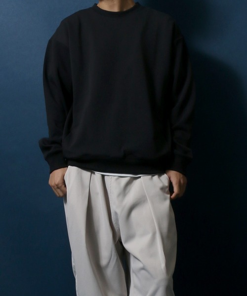 ANPAS(アンパス)の「Ponte Fabric Oversize Sweatshirt/ストレッチ ポンチ オーバーサイズ トレーナー(スウェット・メンズ・カーキ/サックスブルー/ライトグレー/ブラック・L/M/LL)」の19枚目の写真