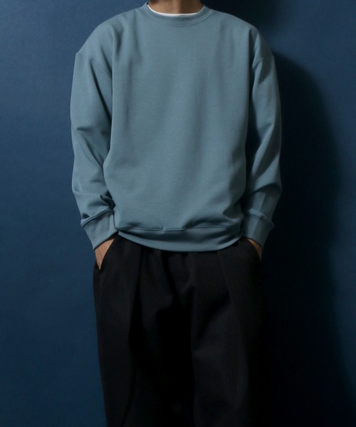 ANPAS(アンパス)の「Ponte Fabric Oversize Sweatshirt/ストレッチ ポンチ オーバーサイズ トレーナー(スウェット・メンズ・カーキ/サックスブルー/ライトグレー/ブラック・L/M/LL)」の22枚目の写真