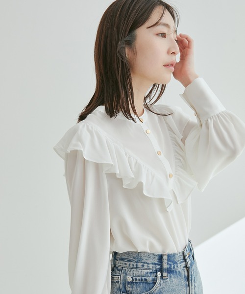 vis-`a-vis（ビサビ）の「【WEB限定】【前後2WAY】花柄＆無地フリルブラウス（シャツ/ブラウス・レディース・ブラック/ブラック系その他/ホワイト系その他/オフホワイト・FREE）」の16枚目の写真