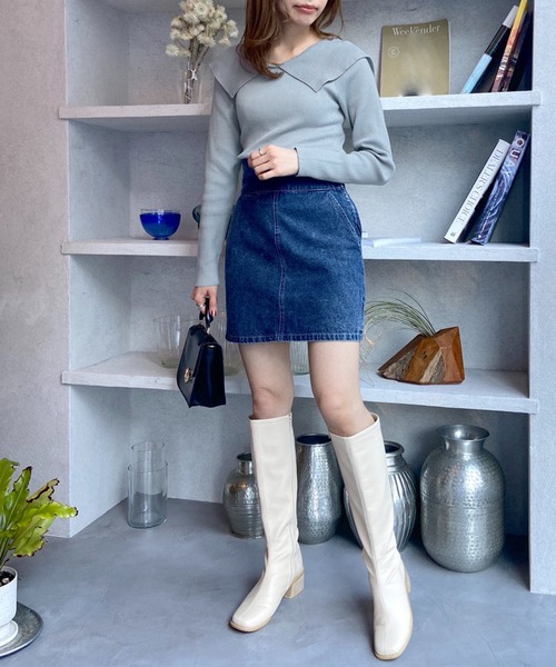 OLIVE des OLIVE（オリーブデオリーブ）の「セーラーカラーリブニット（ニット/セーター・レディース・ブラック/グレー/オフホワイト・FREE）」の9枚目の写真