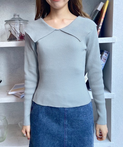 OLIVE des OLIVE（オリーブデオリーブ）の「セーラーカラーリブニット（ニット/セーター・レディース・ブラック/グレー/オフホワイト・FREE）」の19枚目の写真