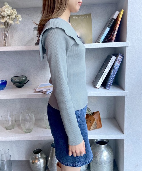 OLIVE des OLIVE（オリーブデオリーブ）の「セーラーカラーリブニット（ニット/セーター・レディース・ブラック/グレー/オフホワイト・FREE）」の20枚目の写真