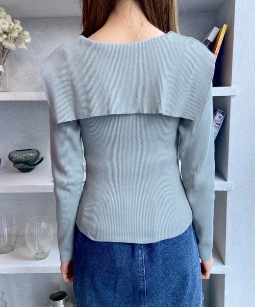 OLIVE des OLIVE（オリーブデオリーブ）の「セーラーカラーリブニット（ニット/セーター・レディース・ブラック/グレー/オフホワイト・FREE）」の21枚目の写真