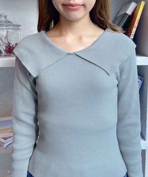 OLIVE des OLIVE（オリーブデオリーブ）の「セーラーカラーリブニット（ニット/セーター・レディース・ブラック/グレー/オフホワイト・FREE）」の22枚目の写真