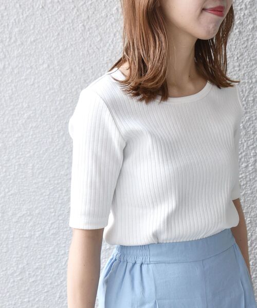 SHIPS any(シップス エニィ)の「SHIPS any:〈ウォッシャブル〉テレコ ハーフ スリーブ TEE◇(Tシャツ/カットソー・レディース・ホワイト/ブラック/カーキ/オレンジ/その他・ONE SIZE)」の20枚目の写真