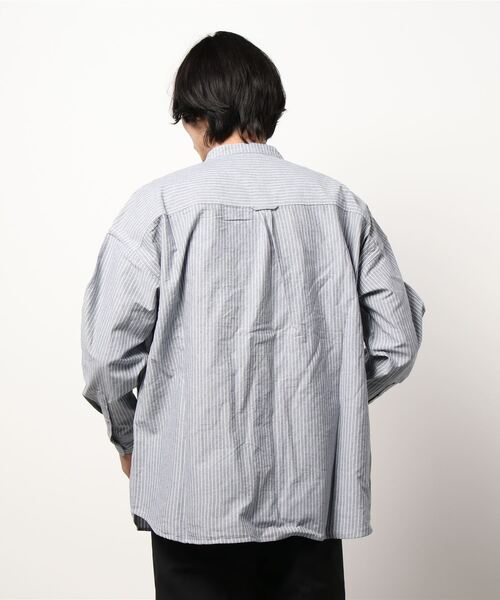 BACK NUMBER（バックナンバー）の「【BACK NUMBER】ビッグシルエットスタンドカラーシャツ（シャツ/ブラウス・メンズ・ネイビー×ホワイト/ベージュ・L/S/M）」の9枚目の写真