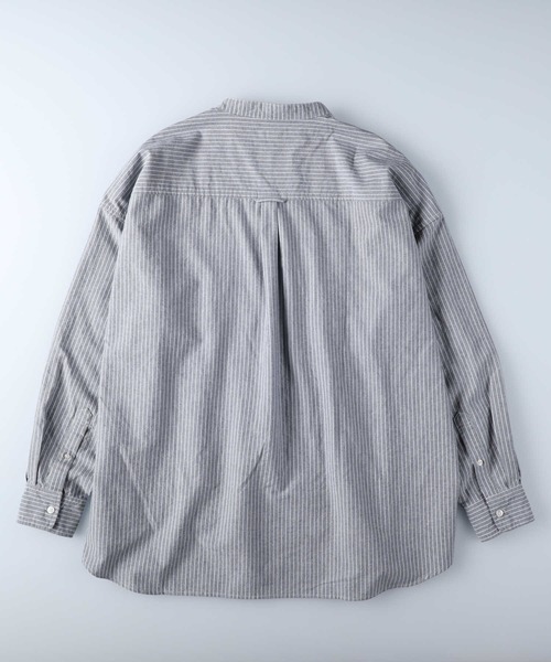 BACK NUMBER（バックナンバー）の「【BACK NUMBER】ビッグシルエットスタンドカラーシャツ（シャツ/ブラウス・メンズ・ネイビー×ホワイト/ベージュ・L/S/M）」の15枚目の写真