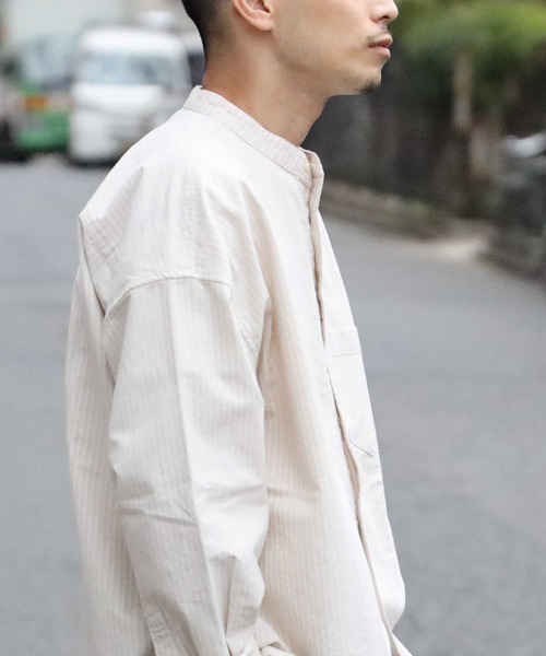 BACK NUMBER（バックナンバー）の「【BACK NUMBER】ビッグシルエットスタンドカラーシャツ（シャツ/ブラウス・メンズ・ネイビー×ホワイト/ベージュ・L/S/M）」の8枚目の写真