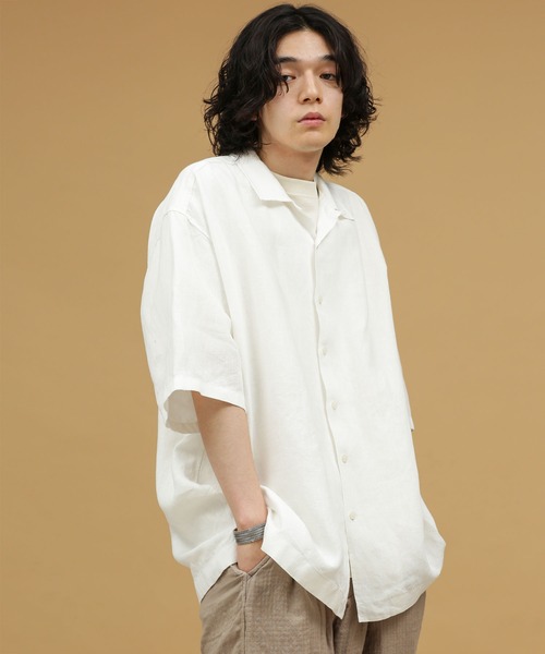 NANO universe（ナノユニバース）の「LB.03/リネンインタックオープンカラーシャツ（シャツ/ブラウス・メンズ・ホワイト/ブラック/グリーン/その他1・S/L/M）」の16枚目の写真