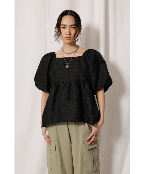 crie conforto（クリーコンフォルト）の「ふくれJQパフスリーブブラウス（シャツ/ブラウス・レディース・イエロー/ブラック/ホワイト・SMALL/MEDIUM）」の20枚目の写真