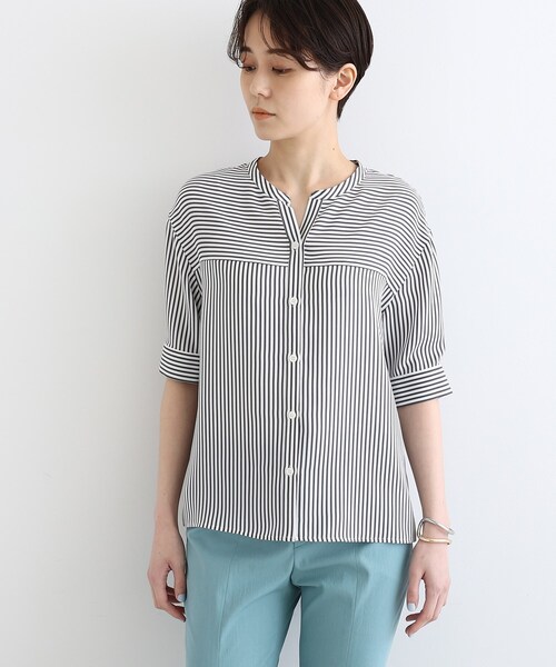 美品✨INDIVI インディヴィ UV加工　接触冷感　ストライプ ブラウス INDIVI（インディヴィ）の「◇【UVケア/接触冷感/吸水速乾】5分