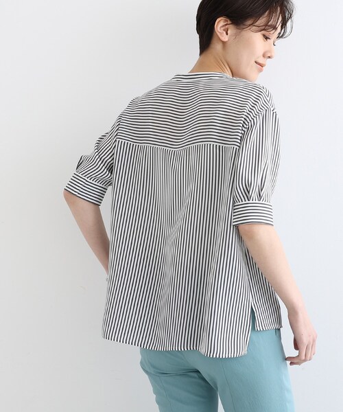 美品✨INDIVI インディヴィ UV加工　接触冷感　ストライプ ブラウス INDIVI（インディヴィ）の「◇【UVケア/接触冷感/吸水速乾】5分