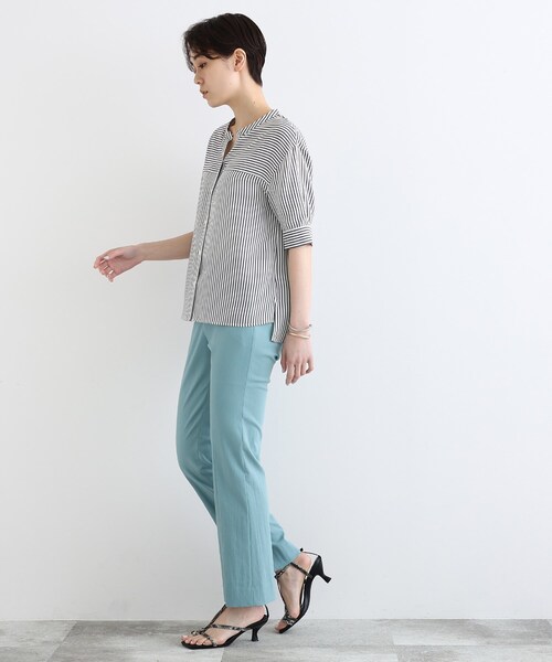 未使用　インディヴィ　ライトグリーン　七部袖 pf7426-01_1.jpg