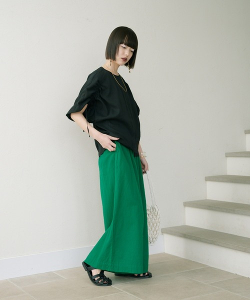 manana suerte(マニャーナスエルテ)の「ドローストリングスリーブブラウス(シャツ/ブラウス・レディース・ブラック/ライトグレー/グリーン・FREE)」の5枚目の写真