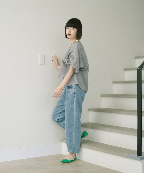 manana suerte(マニャーナスエルテ)の「ドローストリングスリーブブラウス(シャツ/ブラウス・レディース・ブラック/ライトグレー/グリーン・FREE)」の9枚目の写真