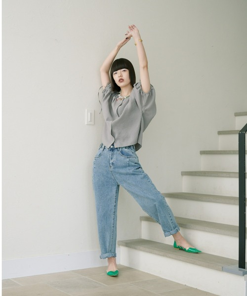 manana suerte(マニャーナスエルテ)の「ドローストリングスリーブブラウス(シャツ/ブラウス・レディース・ブラック/ライトグレー/グリーン・FREE)」の8枚目の写真