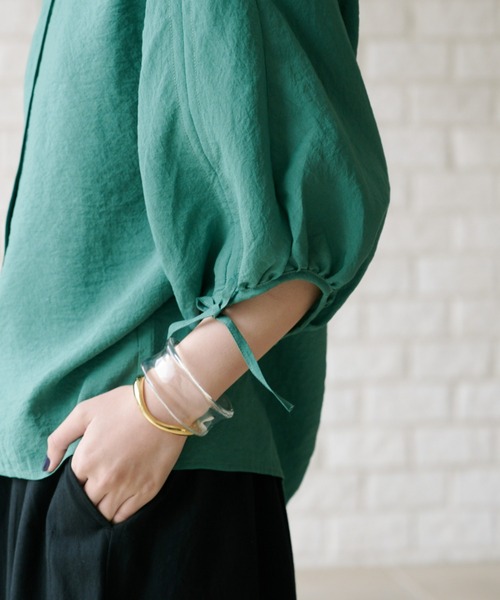 manana suerte(マニャーナスエルテ)の「ドローストリングスリーブブラウス(シャツ/ブラウス・レディース・ブラック/ライトグレー/グリーン・FREE)」の18枚目の写真