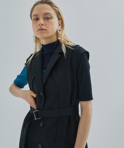 ミクスチャーシアーベストワンピース（ジャンパースカート