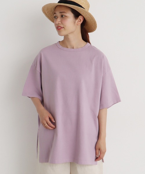 aimer le mieux(エメルミュー)の「aimer ここちいいサイズTee(Tシャツ/カットソー・レディース・イエロー/パープル/キナリ/グリーン/ダークブラウン・FREE)」の4枚目の写真