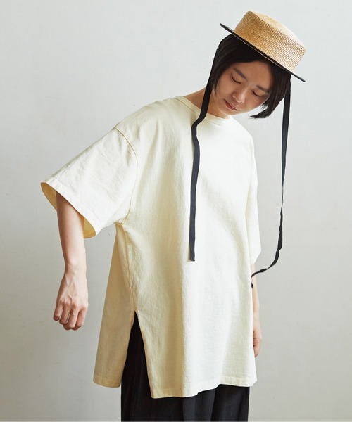 aimer le mieux(エメルミュー)の「aimer ここちいいサイズTee(Tシャツ/カットソー・レディース・イエロー/パープル/キナリ/グリーン/ダークブラウン・FREE)」の5枚目の写真